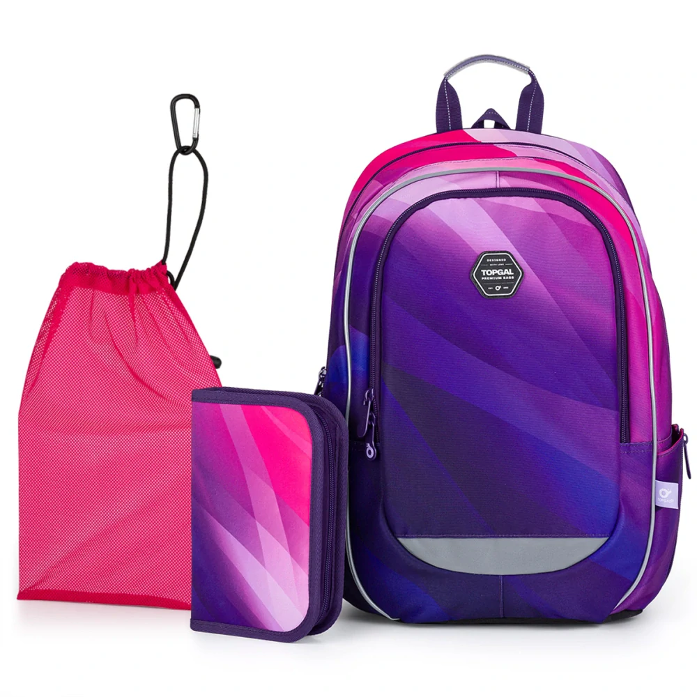 Školní batoh Růžová vlna Topgal CODA 24007 SET MEDIUM