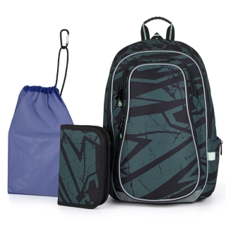 Školní batoh Zelený kámen Topgal LYNN 24018 SET MEDIUM