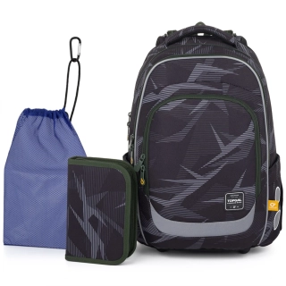 Zelenošedý školní batoh Topgal LORI 25018 SET MEDIUM